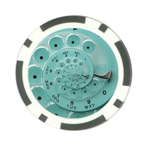 Retro Vintage Turquoise Rotary Dial Spiral Droste Poker Chip Card Guard from ArtsNow.com Front