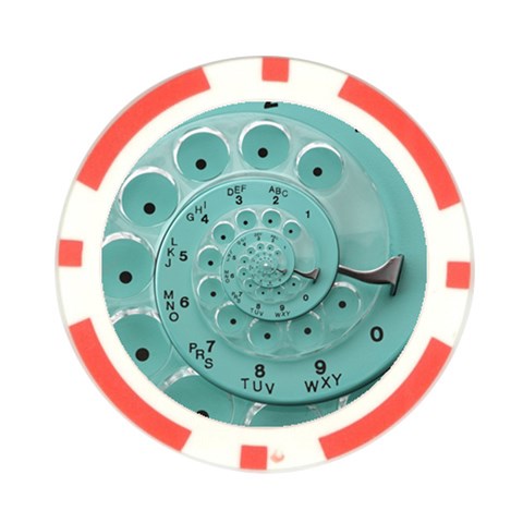 Retro Vintage Turquoise Rotary Dial Spiral Droste Poker Chip Card Guard from ArtsNow.com Front