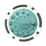 Retro Vintage Turquoise Rotary Dial Spiral Droste Poker Chip Card Guard