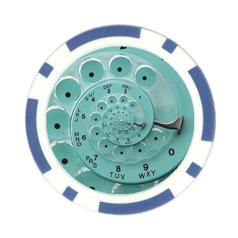 Retro Vintage Turquoise Rotary Dial Spiral Droste Poker Chip Card Guard from ArtsNow.com Back