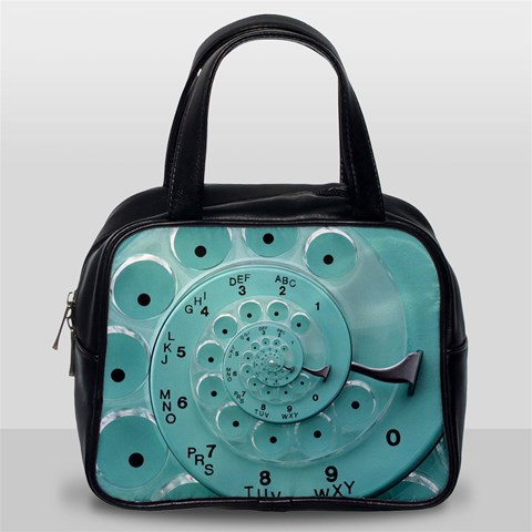 Retro Vintage Turquoise Rotary Dial Spiral Droste Classic Handbag (One Side) from ArtsNow.com Front