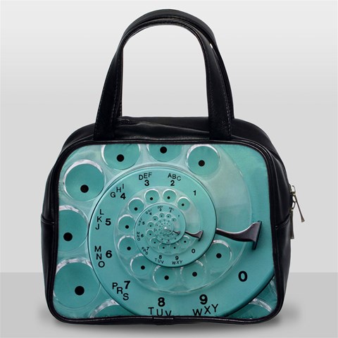 Retro Vintage Turquoise Rotary Dial Spiral Droste Classic Handbag (Two Sides) from ArtsNow.com Front