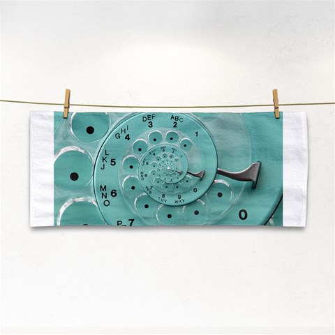 Retro Vintage Turquoise Rotary Dial Spiral Droste Hand Towel from ArtsNow.com Front