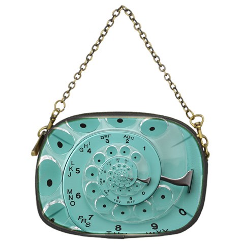 Retro Vintage Turquoise Rotary Dial Spiral Droste Chain Purse (One Side) from ArtsNow.com Front