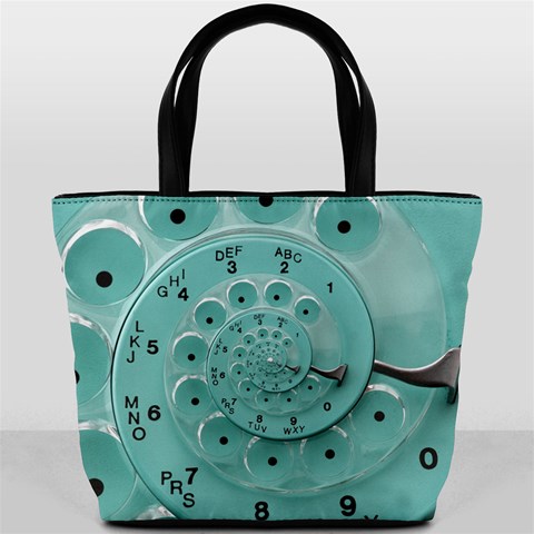 Retro Vintage Turquoise Rotary Dial Spiral Droste Bucket Bag from ArtsNow.com Front