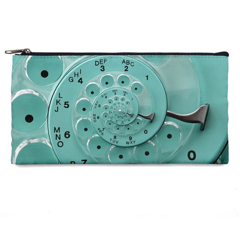 Retro Vintage Turquoise Rotary Dial Spiral Droste Pencil Case from ArtsNow.com Front