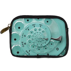 Retro Vintage Turquoise Rotary Dial Spiral Droste Digital Camera Leather Case from ArtsNow.com Front