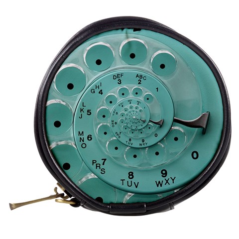 Retro Vintage Turquoise Rotary Dial Spiral Droste Mini Makeup Bag from ArtsNow.com Back