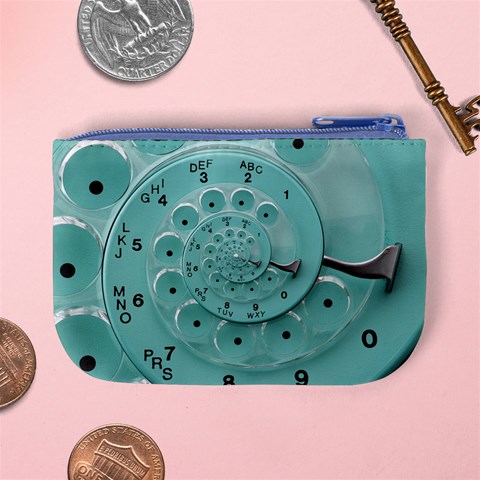 Retro Vintage Turquoise Rotary Dial Spiral Droste Mini Coin Purse from ArtsNow.com Back