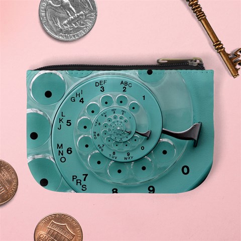 Retro Vintage Turquoise Rotary Dial Spiral Droste Mini Coin Purse from ArtsNow.com Back