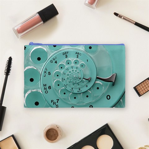 Retro Vintage Turquoise Rotary Dial Spiral Droste Cosmetic Bag (Medium) from ArtsNow.com Front