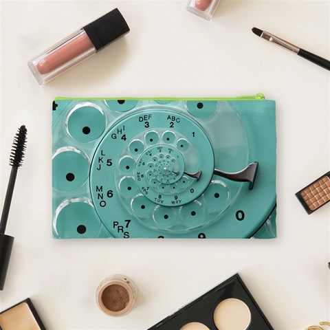 Retro Vintage Turquoise Rotary Dial Spiral Droste Cosmetic Bag (Medium) from ArtsNow.com Back