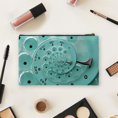 Retro Vintage Turquoise Rotary Dial Spiral Droste Cosmetic Bag (Medium) from ArtsNow.com Back