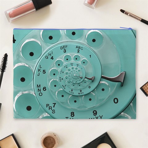 Retro Vintage Turquoise Rotary Dial Spiral Droste Cosmetic Bag (XL) from ArtsNow.com Back