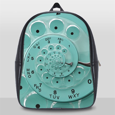 Retro Vintage Turquoise Rotary Dial Spiral Droste School Bag (Large) from ArtsNow.com Front