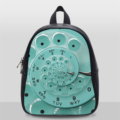 Retro Vintage Turquoise Rotary Dial Spiral Droste School Bag (Small) from ArtsNow.com Front