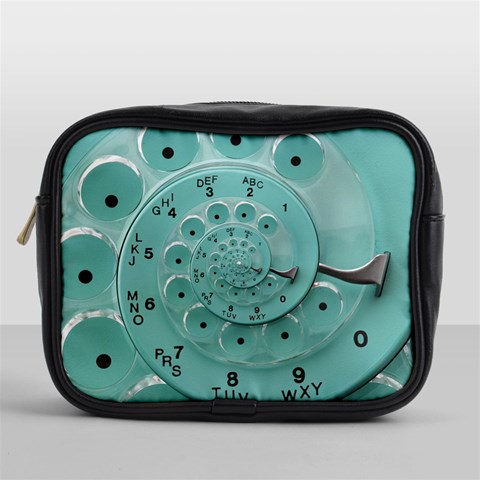 Retro Vintage Turquoise Rotary Dial Spiral Droste Mini Toiletries Bag (One Side) from ArtsNow.com Front