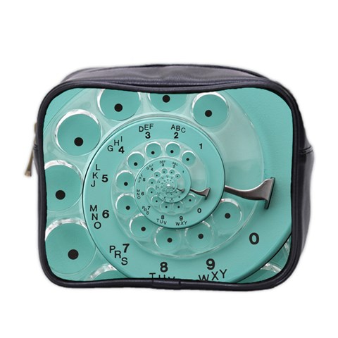 Retro Vintage Turquoise Rotary Dial Spiral Droste Mini Toiletries Bag (Two Sides) from ArtsNow.com Front