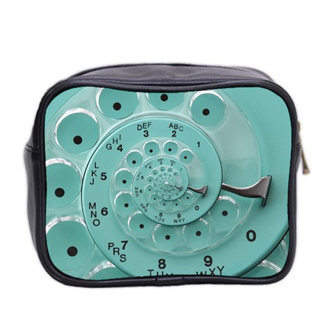 Retro Vintage Turquoise Rotary Dial Spiral Droste Mini Toiletries Bag (Two Sides) from ArtsNow.com Back