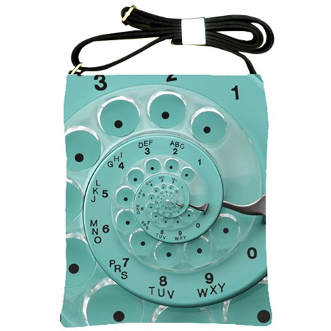 Retro Vintage Turquoise Rotary Dial Spiral Droste Shoulder Sling Bag from ArtsNow.com Front