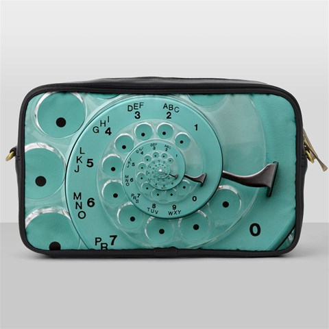 Retro Vintage Turquoise Rotary Dial Spiral Droste Toiletries Bag (One Side) from ArtsNow.com Front