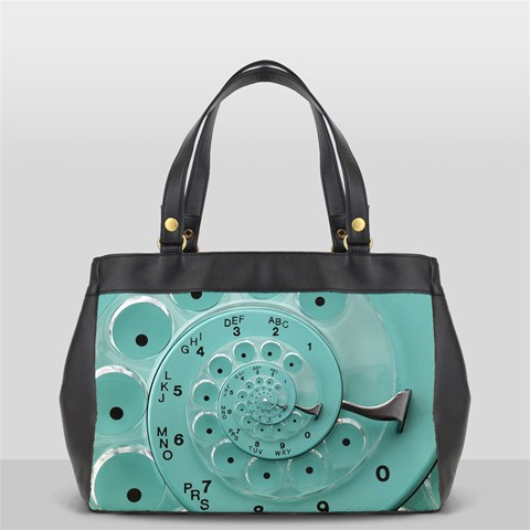 Retro Vintage Turquoise Rotary Dial Spiral Droste Oversize Office Handbag from ArtsNow.com Front