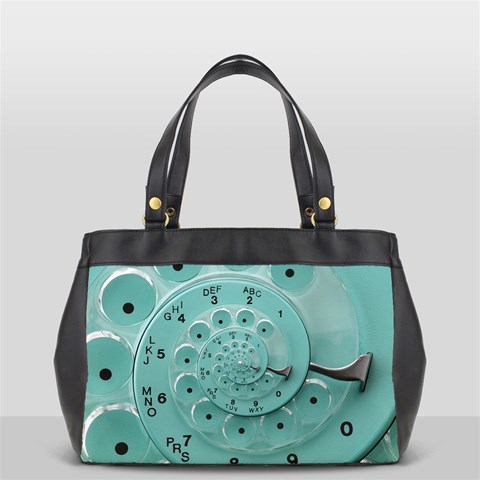 Retro Vintage Turquoise Rotary Dial Spiral Droste Oversize Office Handbag (2 Sides) from ArtsNow.com Front