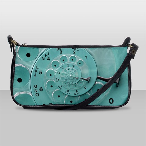 Retro Vintage Turquoise Rotary Dial Spiral Droste Shoulder Clutch Bag from ArtsNow.com Front