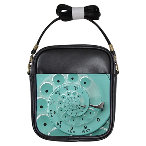 Retro Vintage Turquoise Rotary Dial Spiral Droste Girls Sling Bag from ArtsNow.com Front