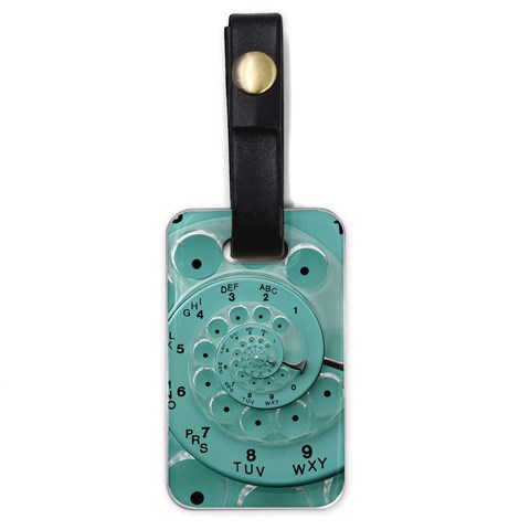 Retro Vintage Turquoise Rotary Dial Spiral Droste Luggage Tag (one side) from ArtsNow.com Front