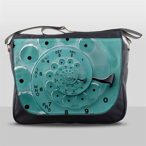 Retro Vintage Turquoise Rotary Dial Spiral Droste Messenger Bag from ArtsNow.com Front