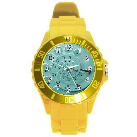 Retro Vintage Turquoise Rotary Dial Spiral Droste Round Plastic Sport Watch (L) from ArtsNow.com Front