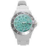 Retro Vintage Turquoise Rotary Dial Spiral Droste Round Plastic Sport Watch (L)