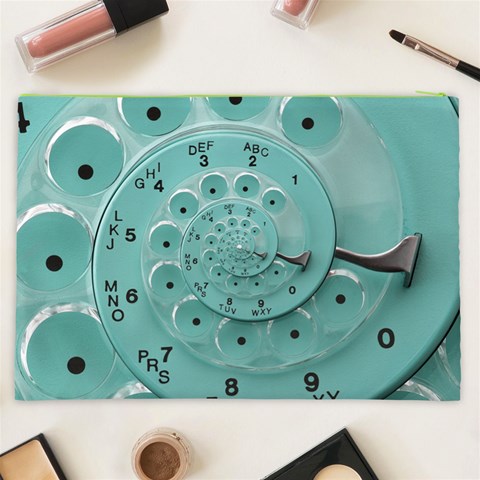 Retro Vintage Turquoise Rotary Dial Spiral Droste Cosmetic Bag (XXL) from ArtsNow.com Back