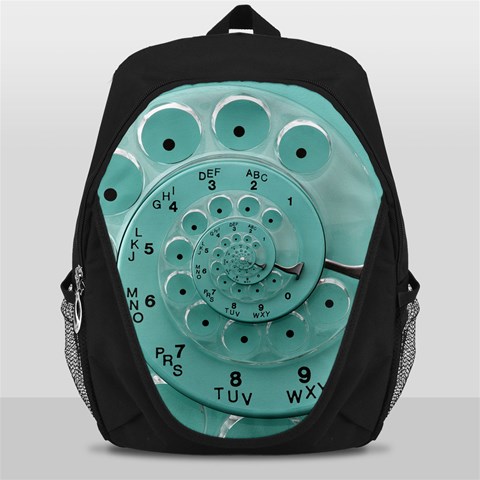 Retro Vintage Turquoise Rotary Dial Spiral Droste Backpack Bag from ArtsNow.com Front