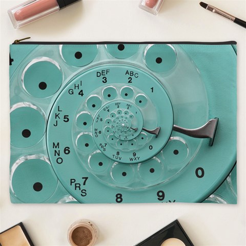 Retro Vintage Turquoise Rotary Dial Spiral Droste Cosmetic Bag (XXXL) from ArtsNow.com Front