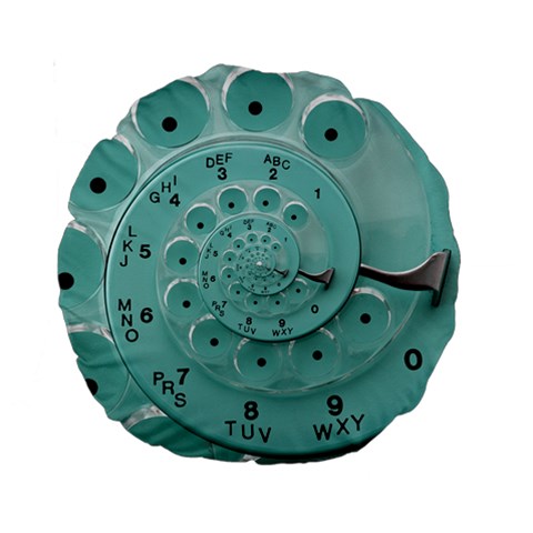 Retro Vintage Turquoise Rotary Dial Spiral Droste Standard 15  Premium Round Cushion  from ArtsNow.com Front