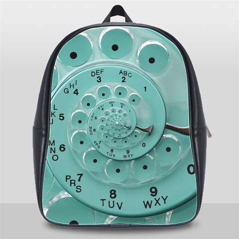 Retro Vintage Turquoise Rotary Dial Spiral Droste School Bag (XL) from ArtsNow.com Front