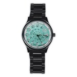 Retro Vintage Turquoise Rotary Dial Spiral Droste Stainless Steel Round Watch