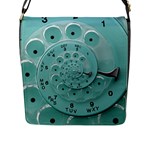 Retro Vintage Turquoise Rotary Dial Spiral Droste Flap Closure Messenger Bag (L)