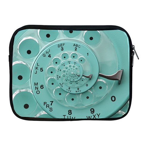 Retro Vintage Turquoise Rotary Dial Spiral Droste Apple iPad 2/3/4 Zipper Case from ArtsNow.com Front