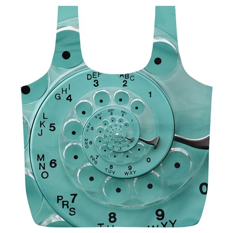 Retro Vintage Turquoise Rotary Dial Spiral Droste Full Print Recycle Bag (XL) from ArtsNow.com Front