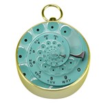 Retro Vintage Turquoise Rotary Dial Spiral Droste Gold Compass