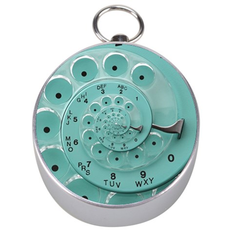 Retro Vintage Turquoise Rotary Dial Spiral Droste Silver Compass from ArtsNow.com Front