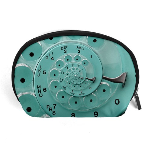 Retro Vintage Turquoise Rotary Dial Spiral Droste Accessory Pouch (Large) from ArtsNow.com Front