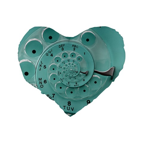 Retro Vintage Turquoise Rotary Dial Spiral Droste Standard 16  Premium Flano Heart Shape Cushion  from ArtsNow.com Back