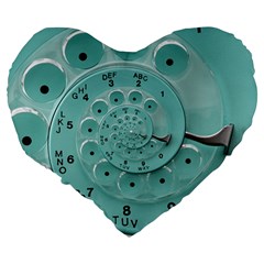 Retro Vintage Turquoise Rotary Dial Spiral Droste Large 19  Premium Flano Heart Shape Cushion from ArtsNow.com Back