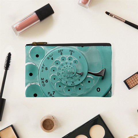 Retro Vintage Turquoise Rotary Dial Spiral Droste Cosmetic Bag (XS) from ArtsNow.com Front