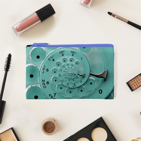 Retro Vintage Turquoise Rotary Dial Spiral Droste Cosmetic Bag (XS) from ArtsNow.com Front