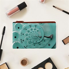 Retro Vintage Turquoise Rotary Dial Spiral Droste Cosmetic Bag (XS) from ArtsNow.com Front